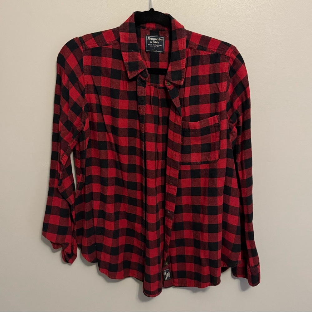 A&F Women’s Red and Black Plaid Shirt